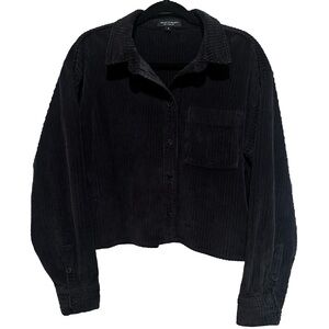 Velvet Heart Black Corduroy Cropped button up - Size M
